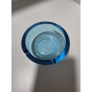 Vintage Blue Glass Ashtray | Mid Century Style | Heavy Glass | 3.75"‎ Round